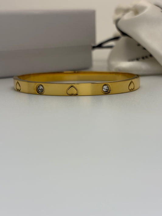 AD Stone & Heart Bracelet -18k Gold plated