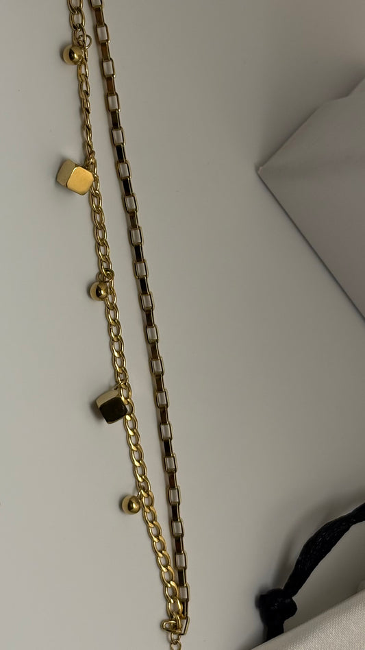 Cube Themed Wraparound Bracelet -18k Gold plated