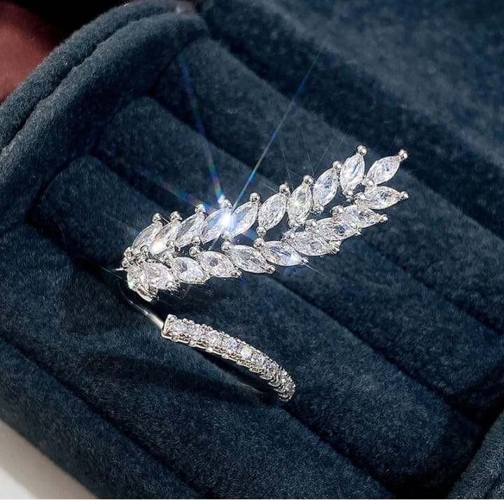 Silver Leaf Adjustable Ring Anti Tarnish.