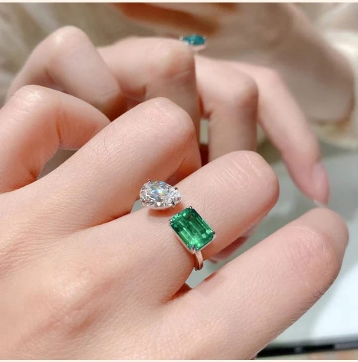 AD- Green Stone Ring Anti Tarnish