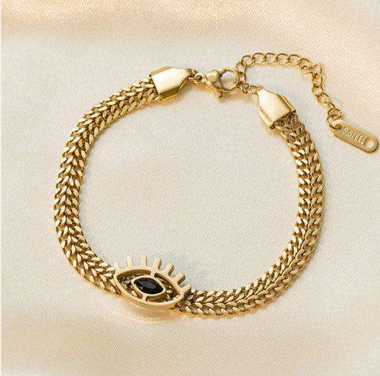 Evil Eye Wraparound Bracelet -18k Gold plated