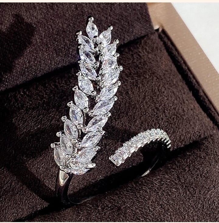 Silver Leaf Adjustable Ring Anti Tarnish.