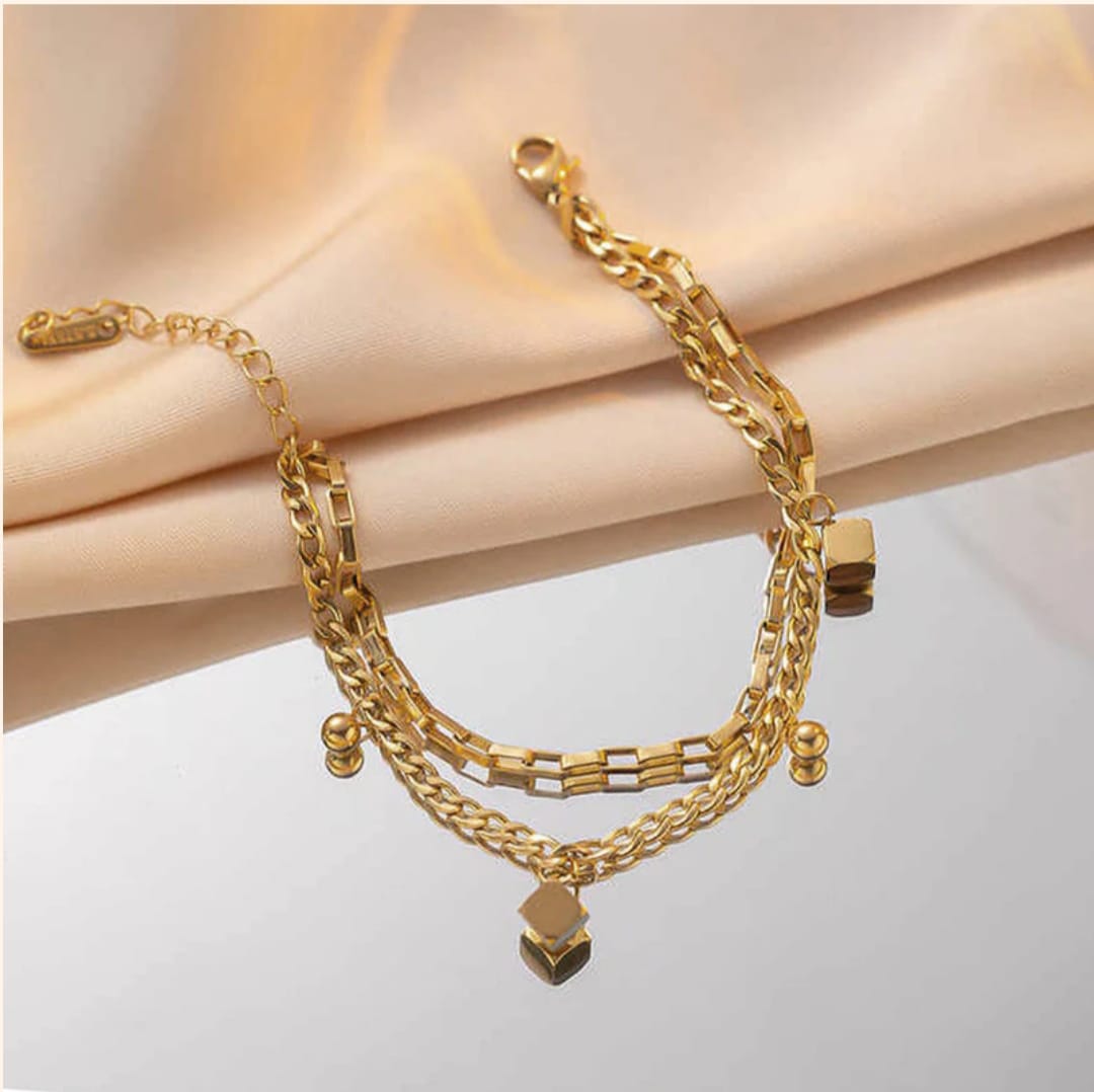 Cube Themed Wraparound Bracelet -18k Gold plated