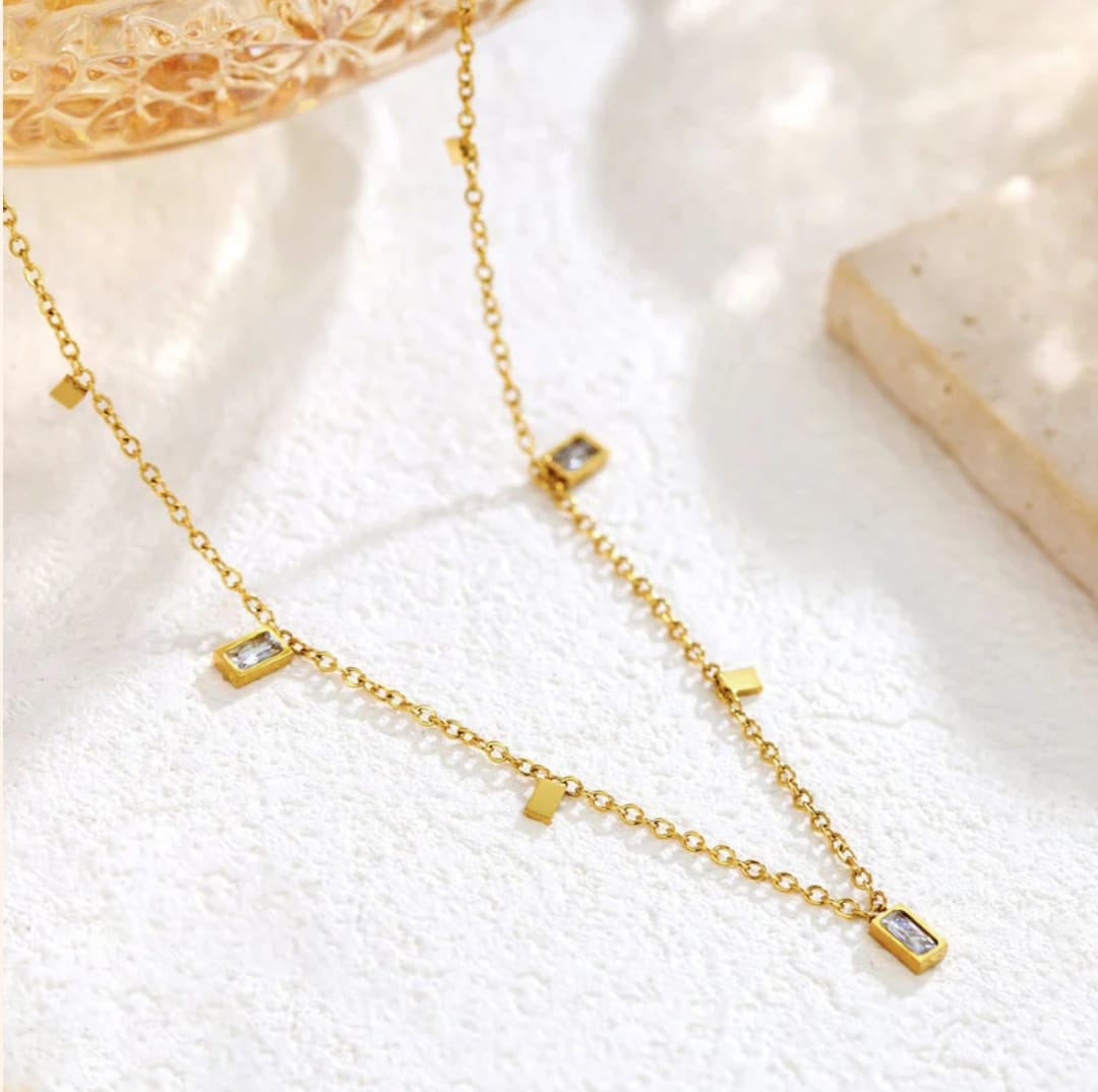Geometric Toned Necklace -18k Gold plated