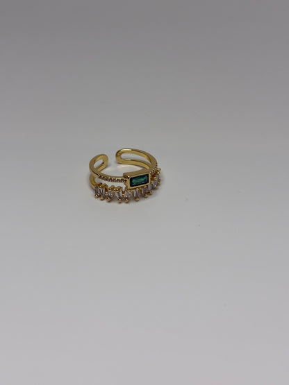Green Emerald Adjustable Ring Anti Tarnish.