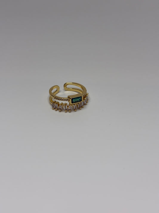 Green Emerald Adjustable Ring Anti Tarnish.