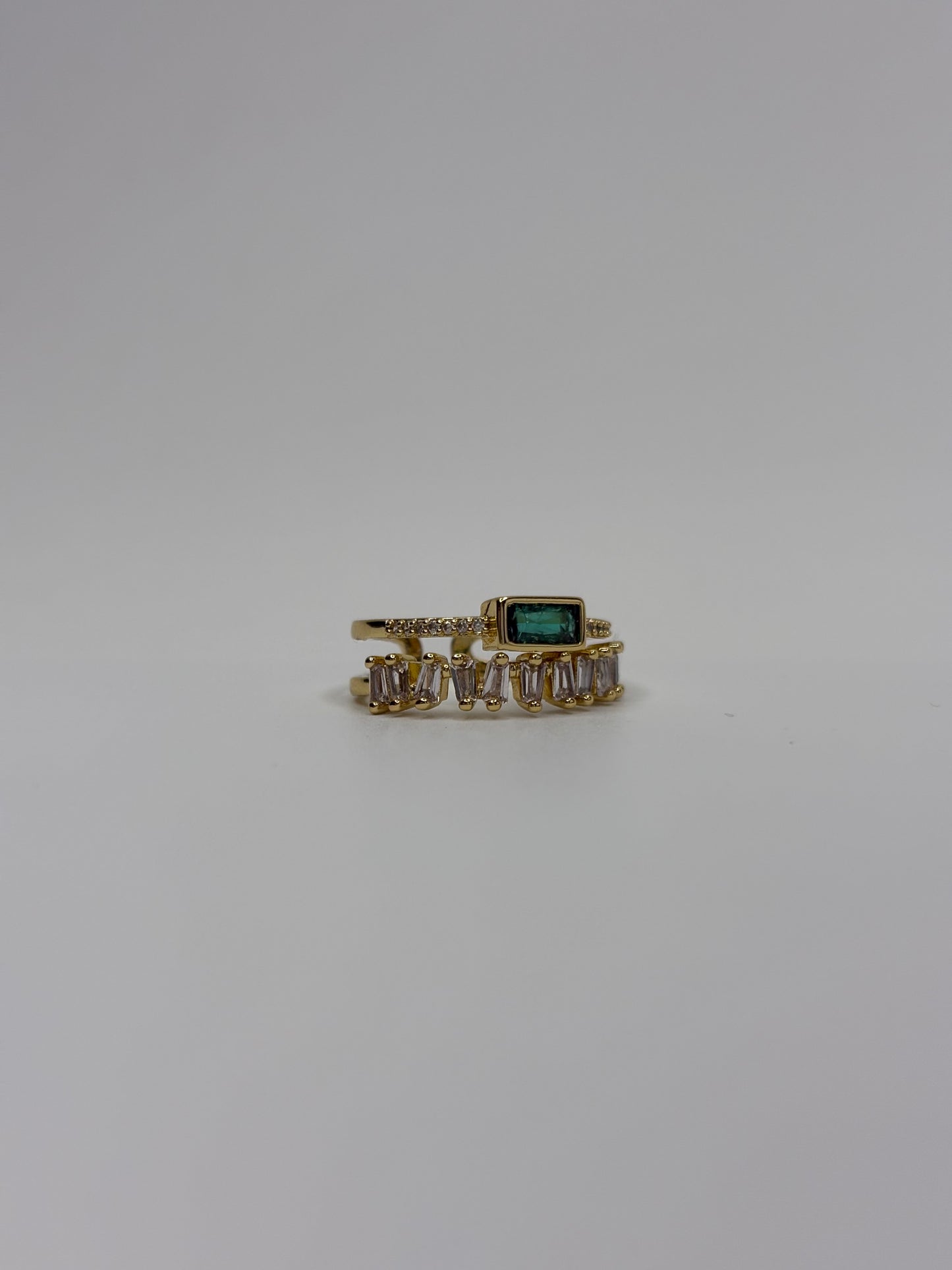 Green Emerald Adjustable Ring Anti Tarnish.