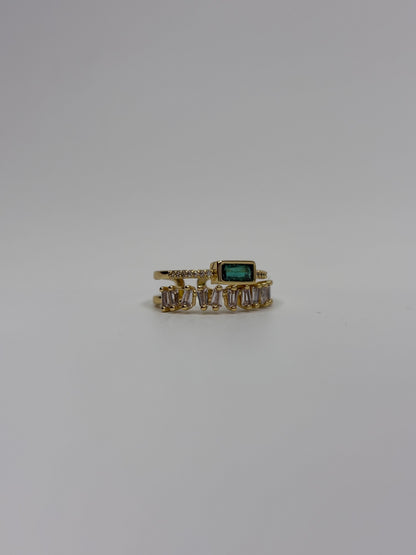 Green Emerald Adjustable Ring Anti Tarnish.