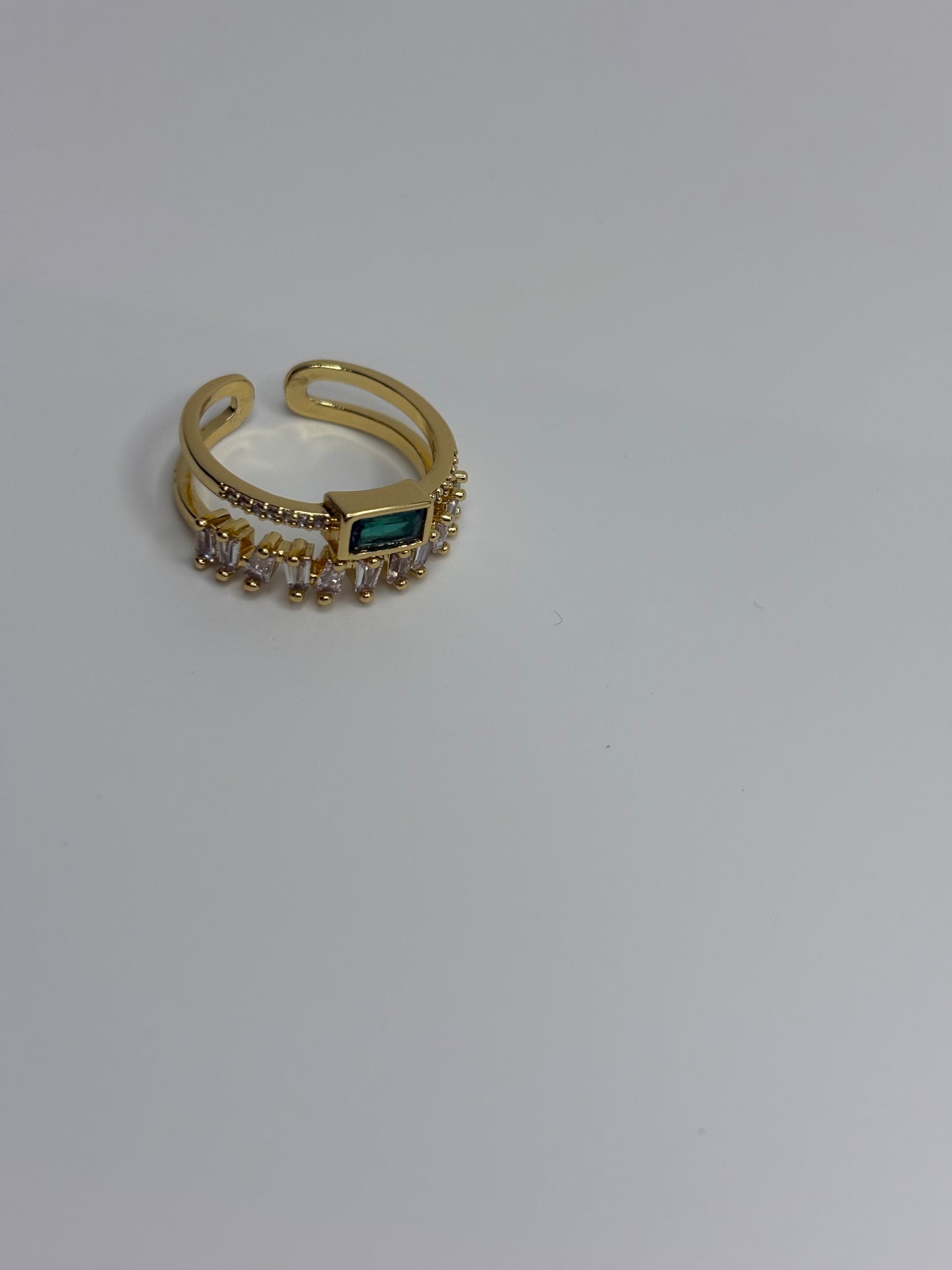 Green Emerald Adjustable Ring Anti Tarnish.