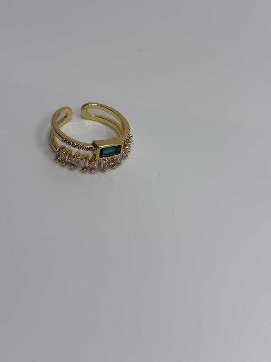 Green Emerald Adjustable Ring Anti Tarnish.