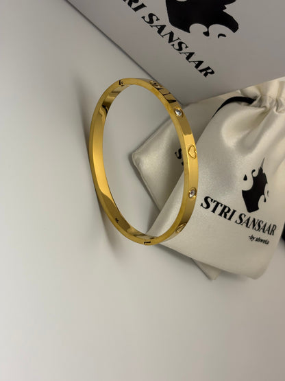 AD Stone & Heart  Bracelet -18k Gold plated