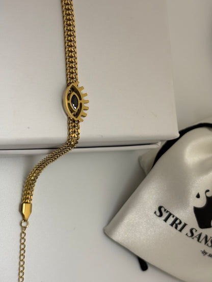 Evil Eye  Wraparound Bracelet -18k Gold plated