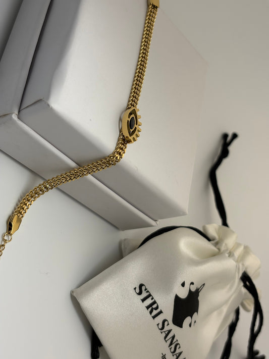 Evil Eye  Wraparound Bracelet -18k Gold plated