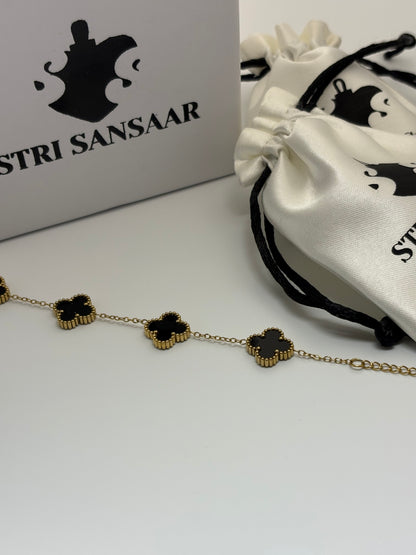 Black  Clover Bracelet -18k Gold plated