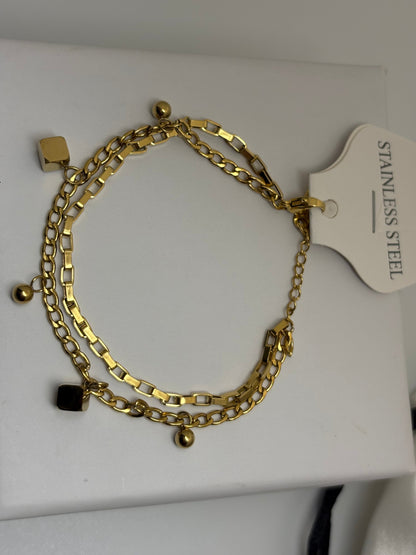 Cube Themed Wraparound Bracelet -18k Gold plated