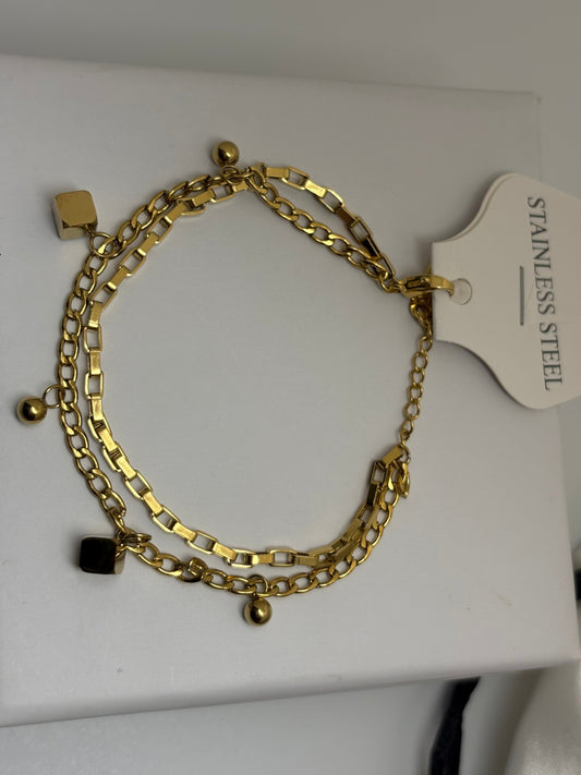 Cube Themed Wraparound Bracelet -18k Gold plated