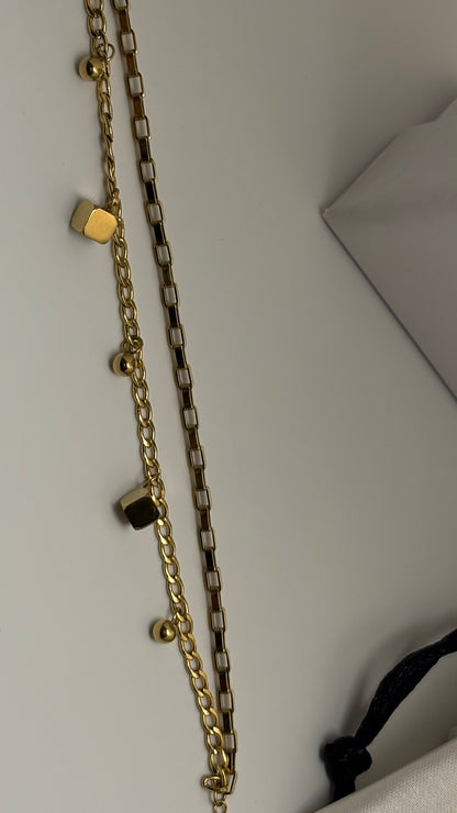 Cube Themed Wraparound Bracelet -18k Gold plated