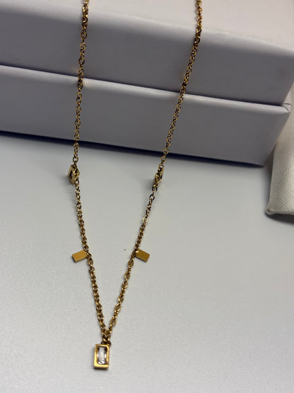 Geometric Toned Necklace -18k Gold plated