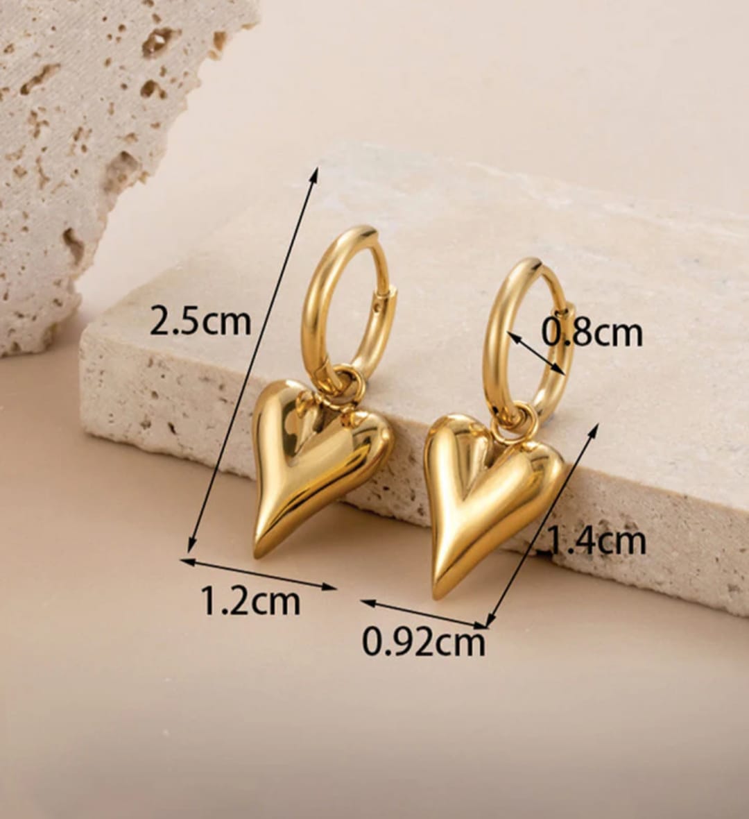 Heart Earring Necklace Set-18k Gold Plated