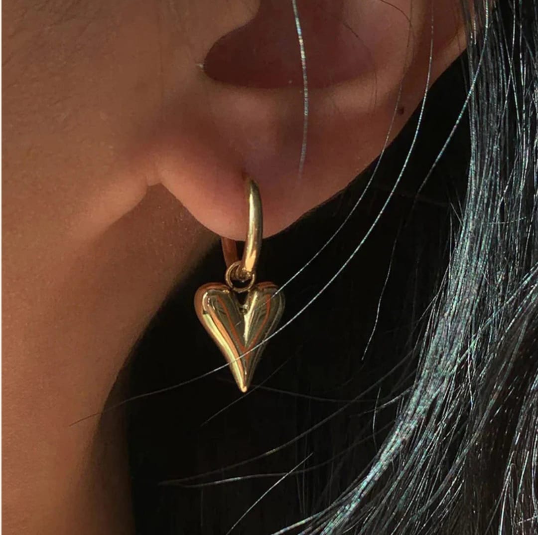Heart Earring Necklace Set-18k Gold Plated