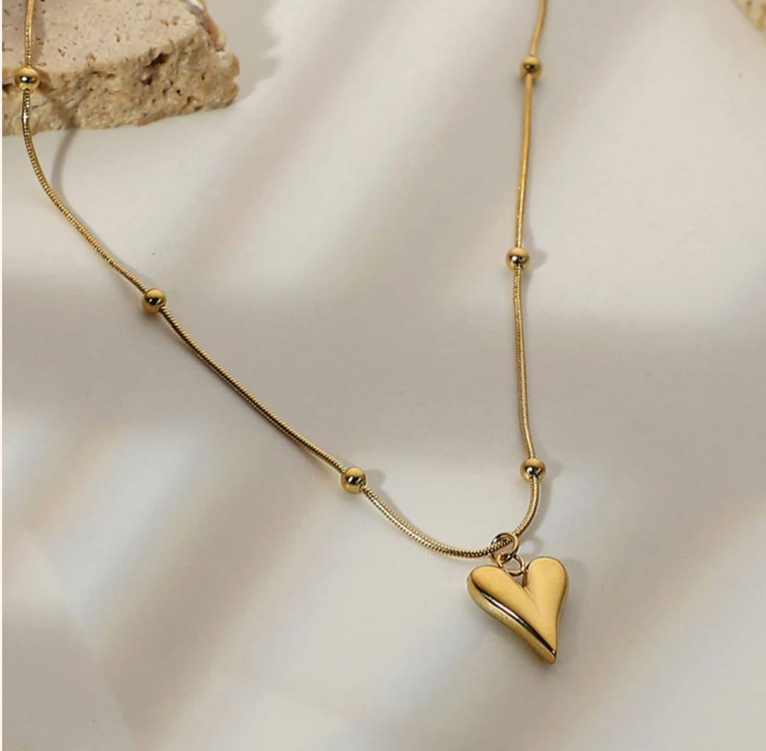 Heart Earring Necklace Set-18k Gold Plated