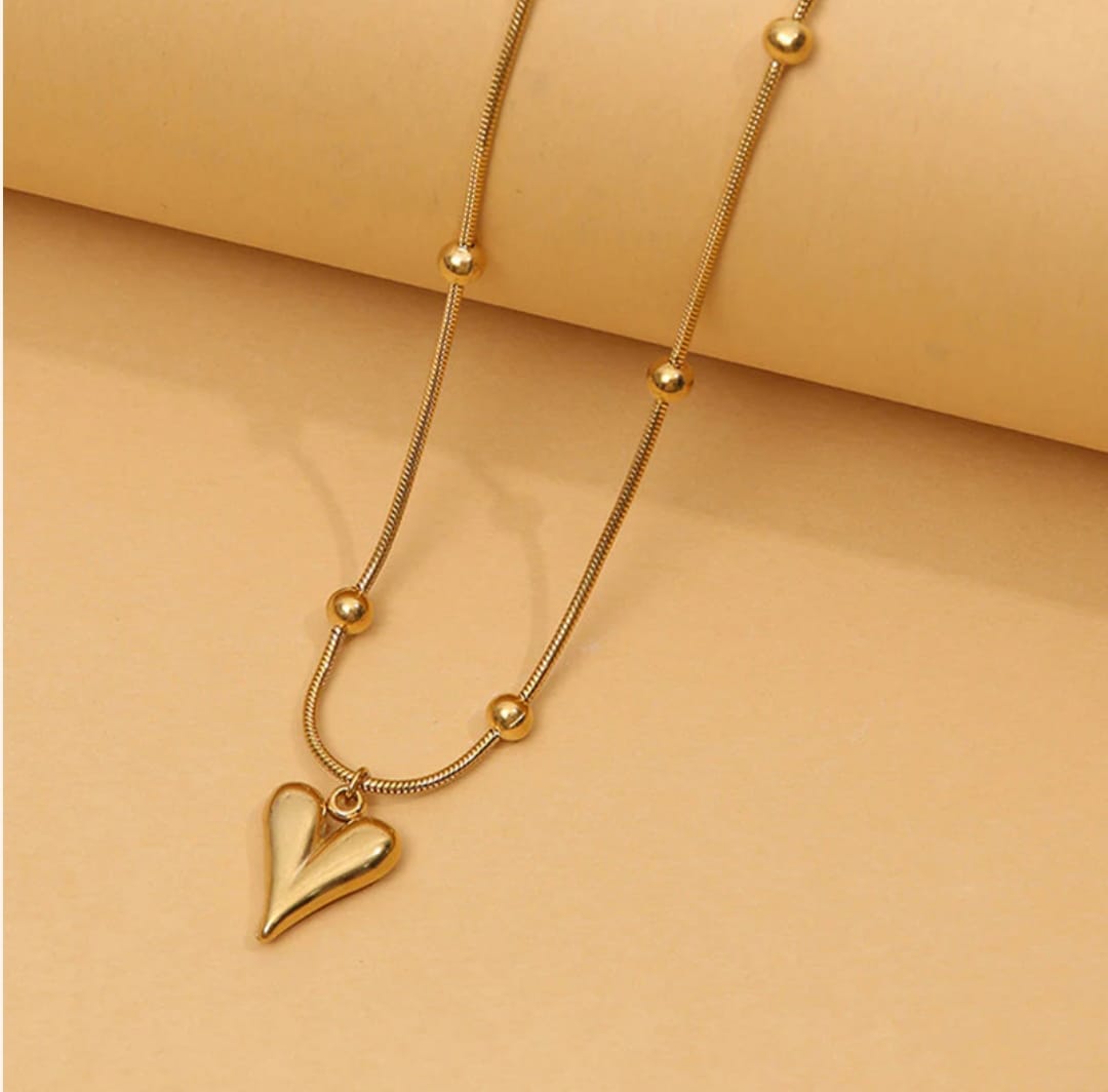 Heart Earring Necklace Set-18k Gold Plated