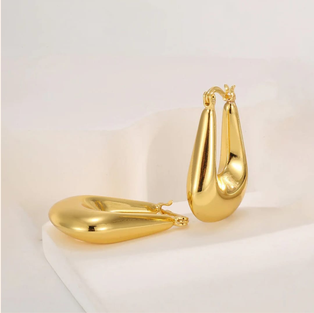 Chunky Statment Hoop Earrings-18k Gold plated