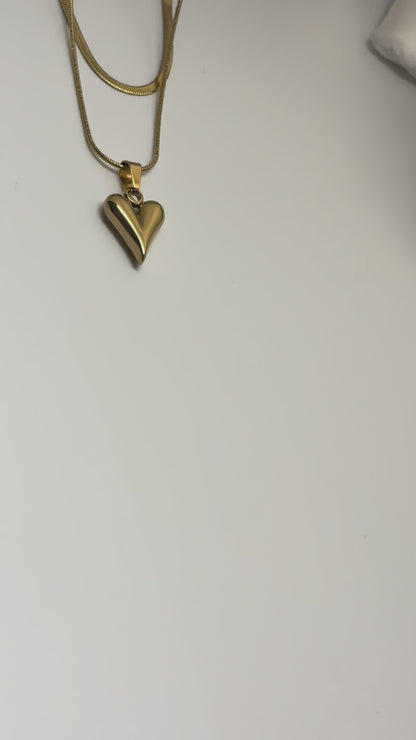 Dual layer Snake & Heart chain -18k Gold plated