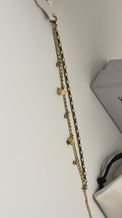 Cube Themed Wraparound Bracelet -18k Gold plated