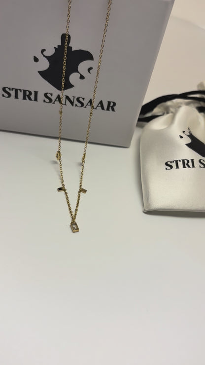 Geometric Toned Necklace -18k Gold plated