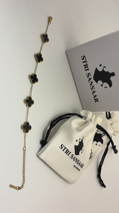 Black  Clover Bracelet -18k Gold plated