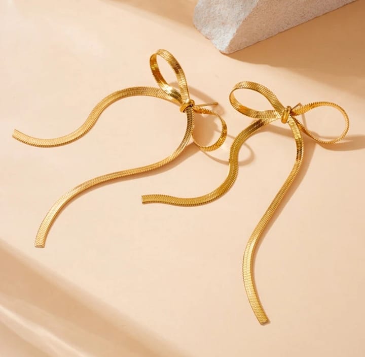 Bow Earring Party Wear 18k Gold Plated.