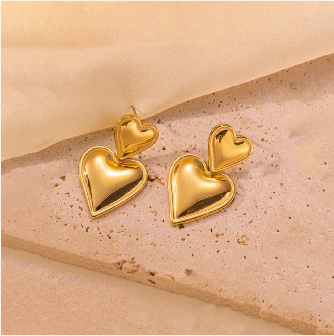 Heart Themed Earings -18k Gold plated