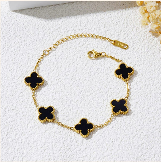 Black  Clover Bracelet -18k Gold plated
