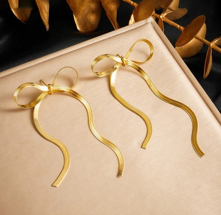 Bow Earring Party Wear 18k Gold Plated.