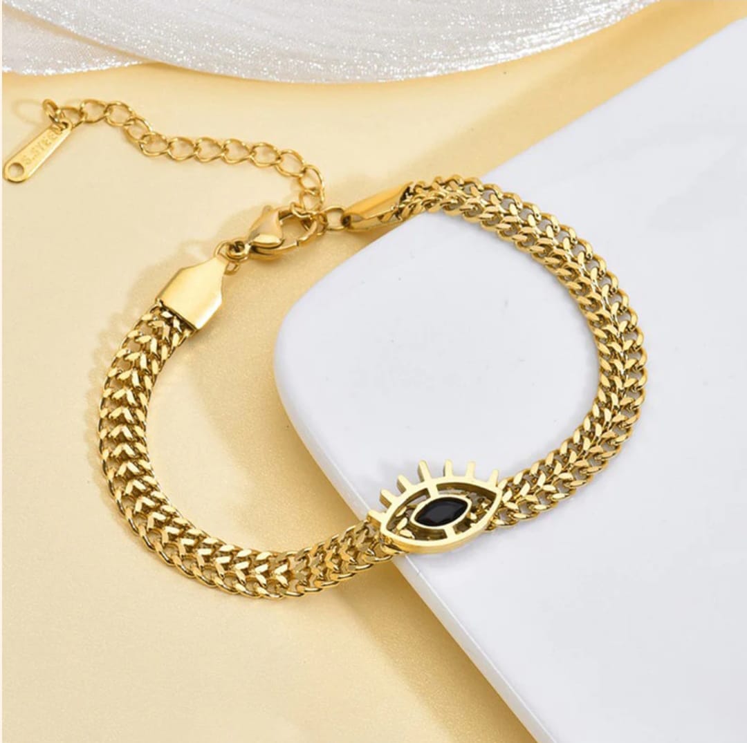 Evil Eye  Wraparound Bracelet -18k Gold plated