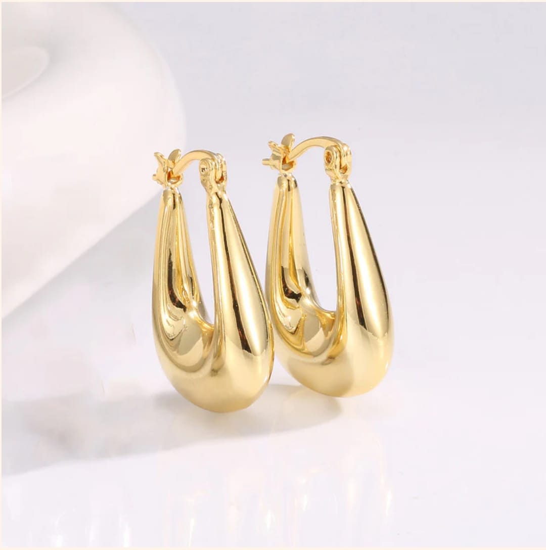Chunky Statment Hoop Earrings-18k Gold plated