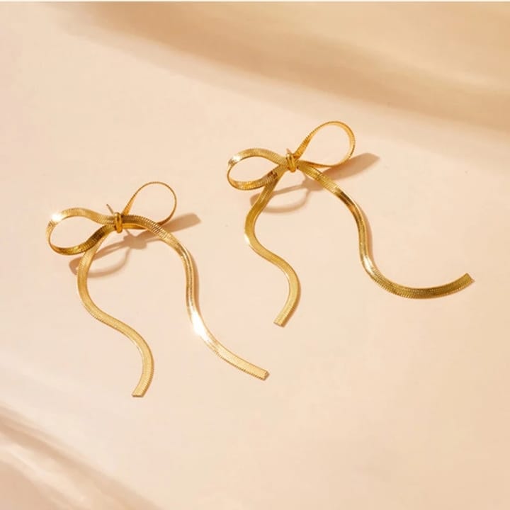 Bow Earring Party Wear 18k Gold Plated.
