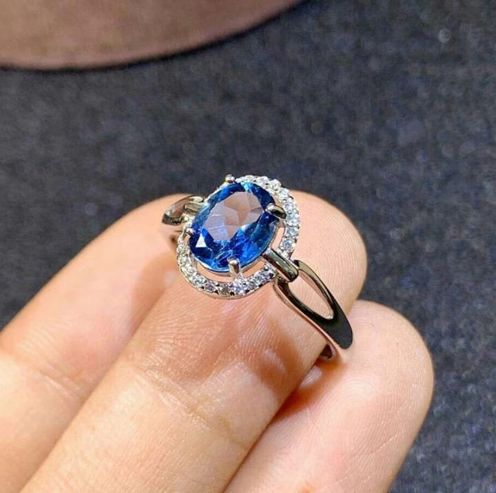 AD- Oval Blue Ring 18k- Anti Tarnish