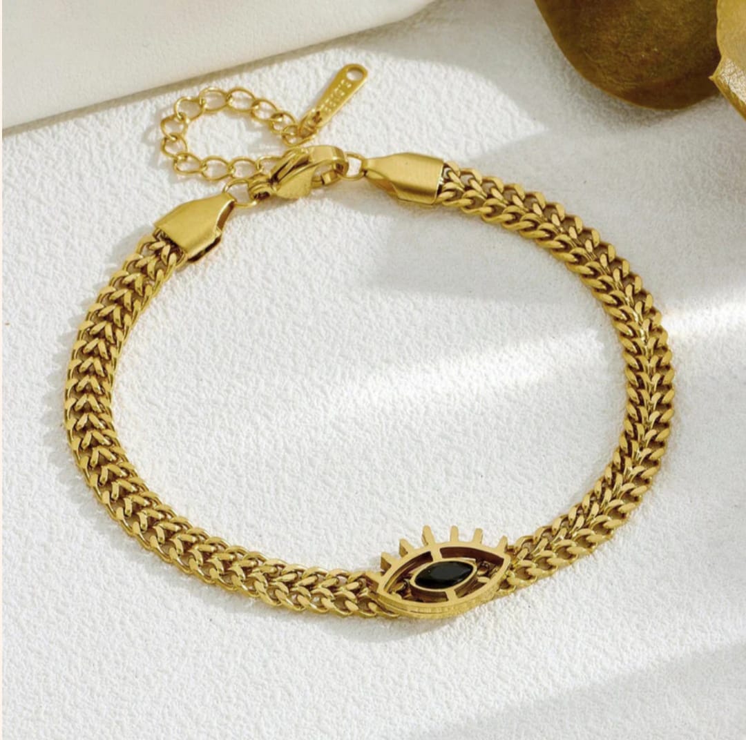 Evil Eye  Wraparound Bracelet -18k Gold plated
