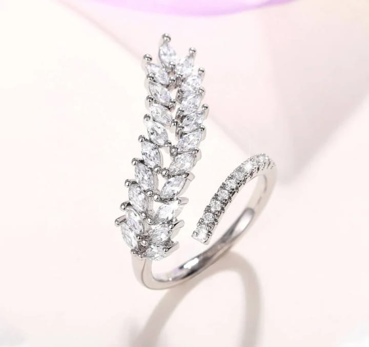 Silver  Leaf Adjustable Ring Anti Tarnish.