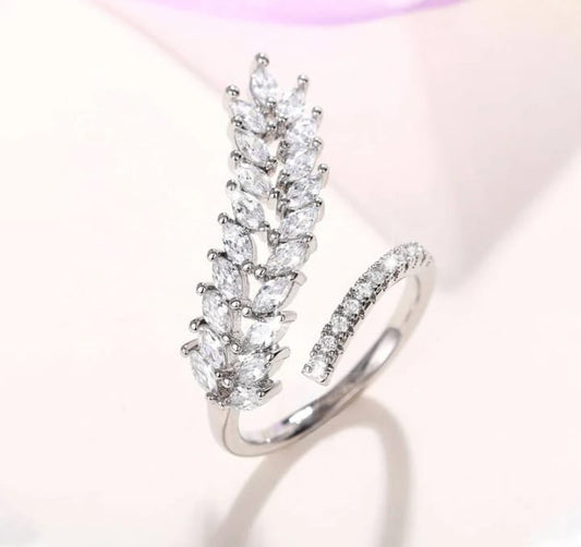 Silver  Leaf Adjustable Ring Anti Tarnish.
