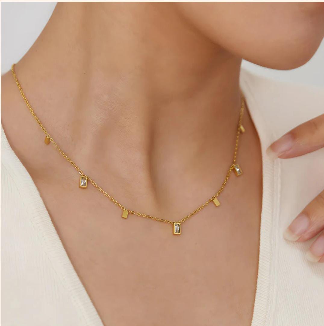 Geometric Toned Necklace -18k Gold plated