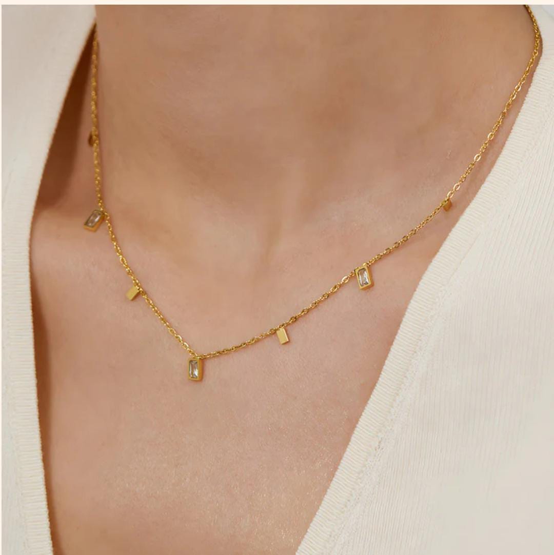 Geometric Toned Necklace -18k Gold plated