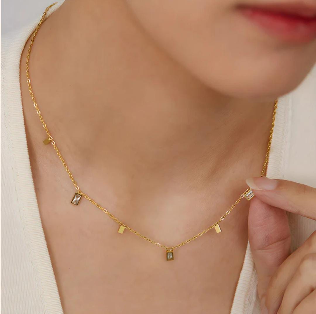 Geometric Toned Necklace -18k Gold plated
