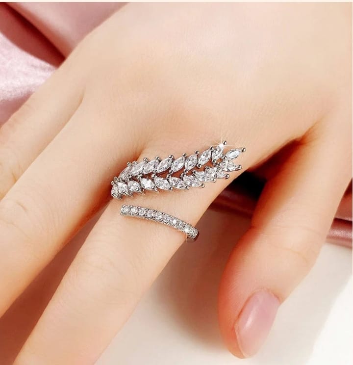 Silver  Leaf Adjustable Ring Anti Tarnish.