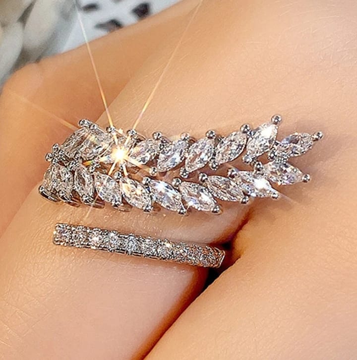 Silver  Leaf Adjustable Ring Anti Tarnish.