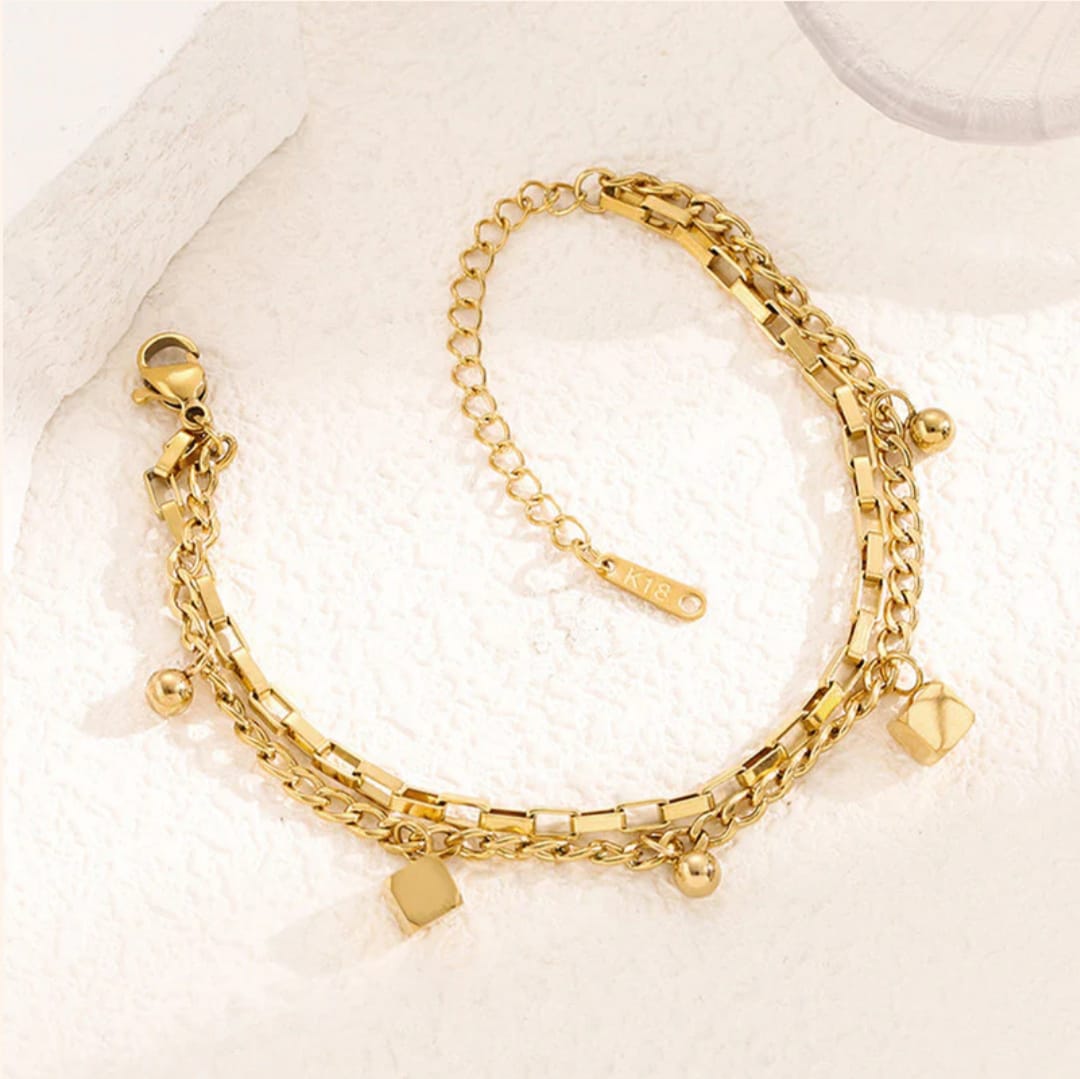 Cube Themed Wraparound Bracelet -18k Gold plated
