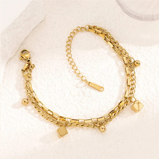 Cube Themed Wraparound Bracelet -18k Gold plated
