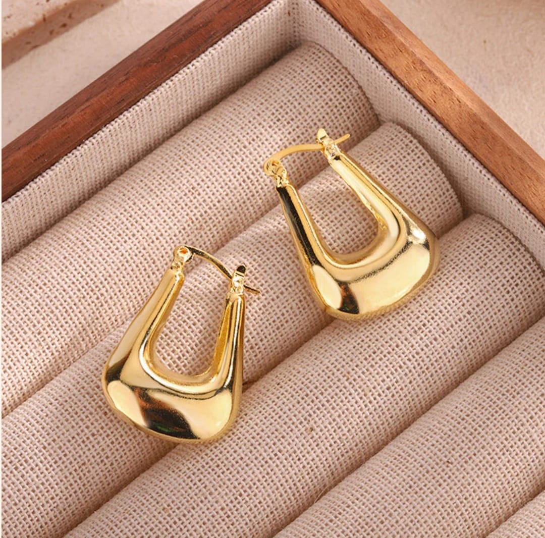 Chunky Statment Hoop Earrings-18k Gold plated